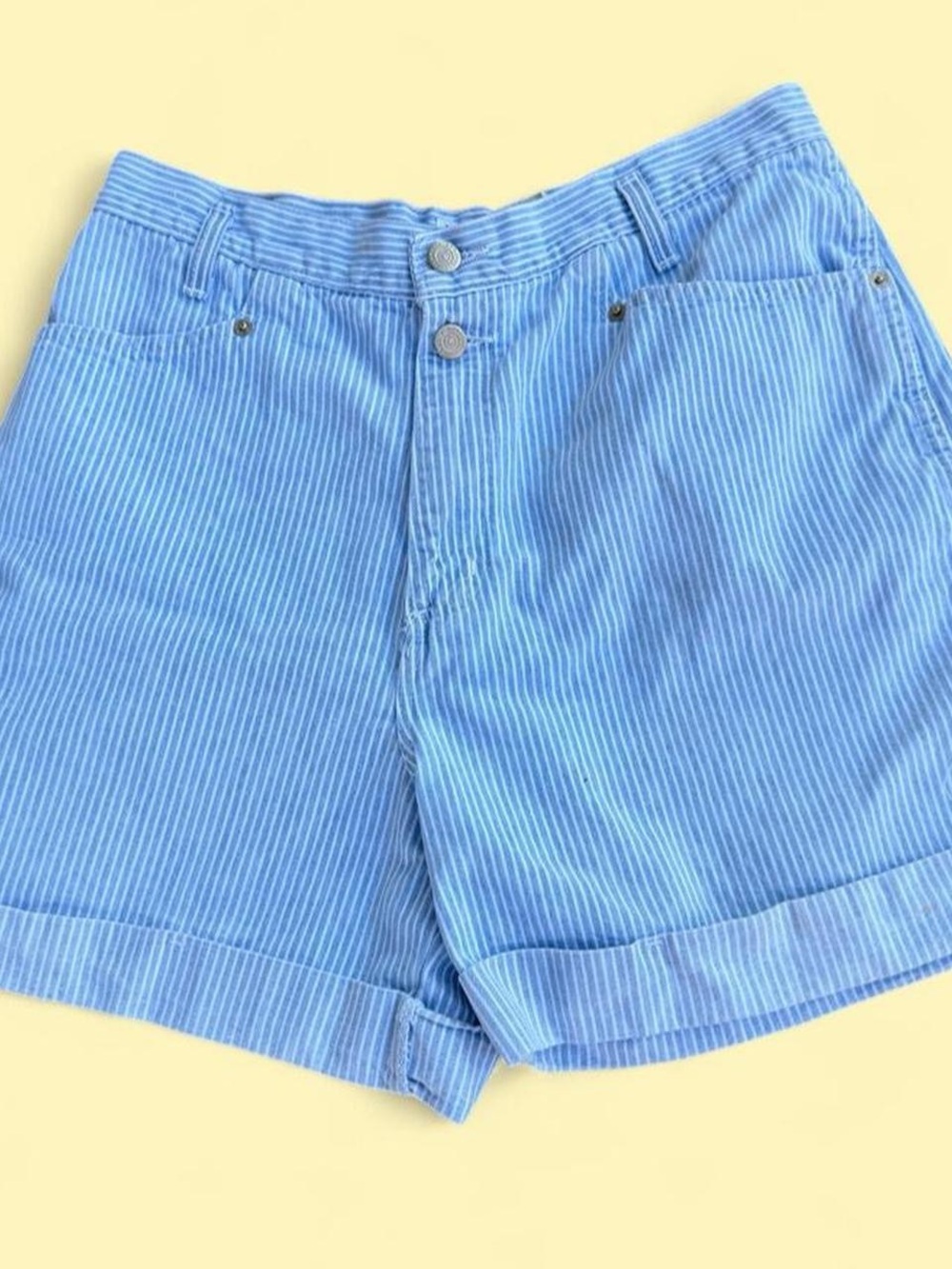 Vintage Pinstripe Denim Shorts